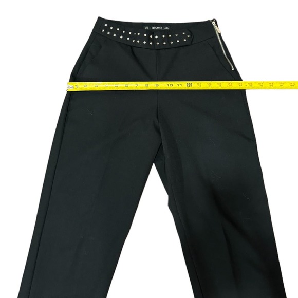 Small Womens Zara Black Stud Trousers with Side Zipper - Picture 5 of 6
